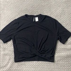 COPY - Black crop top with small knot in the front